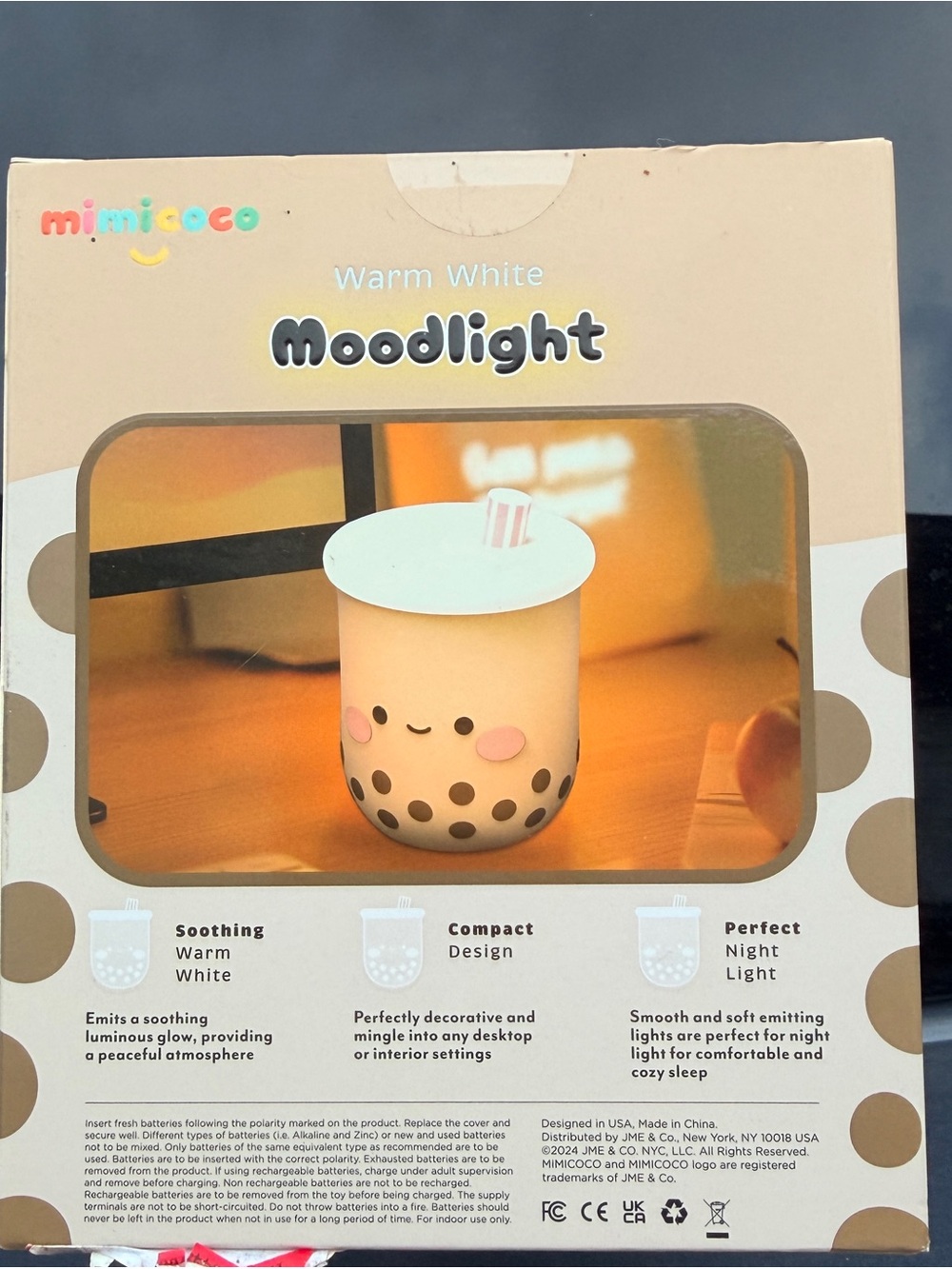 MIMI & COCO Warm White Moodlight - Cream with Black and Pink Accents